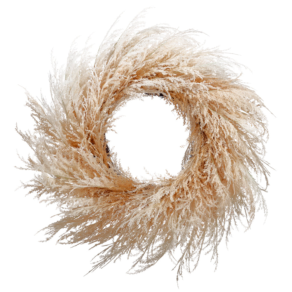 36" Artificial Pampas Grass Hanging Wreath -Beige9